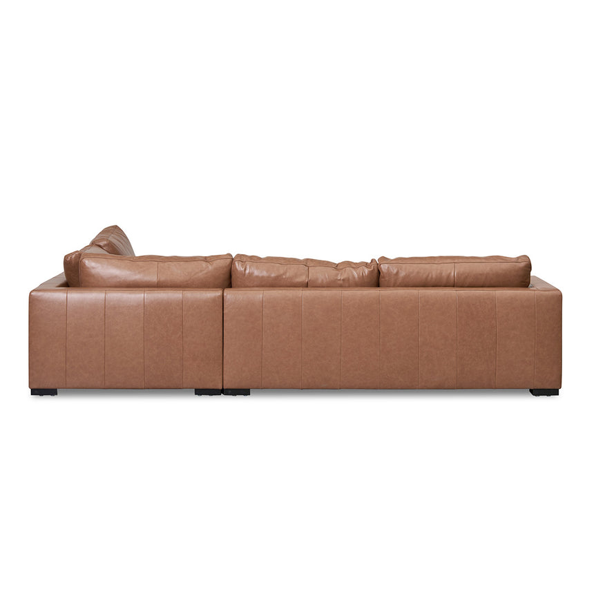 4 Seater Right Chaise Leather Sofa - Caramel Brown - View 11
