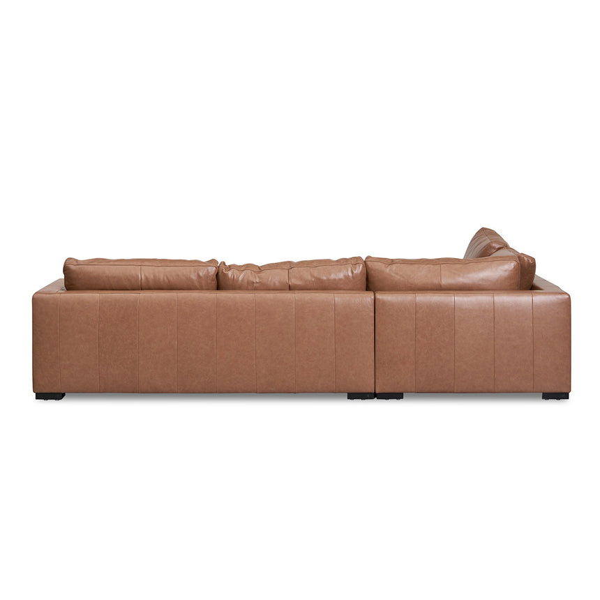 4 Seater Left Chaise Leather Sofa - Caramel Brown - View 11