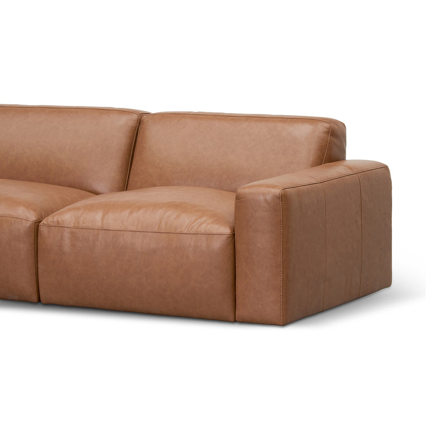 4 Seater Sofa - Caramel Brown Leather - View 4