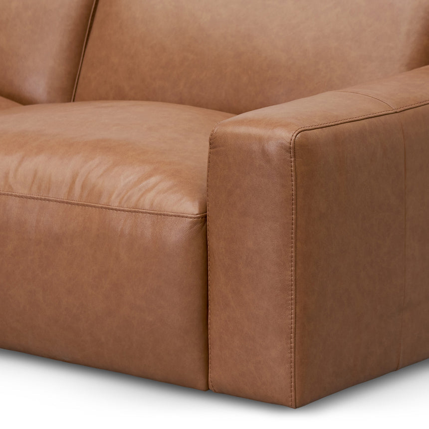 4 Seater Sofa - Caramel Brown Leather - View 5