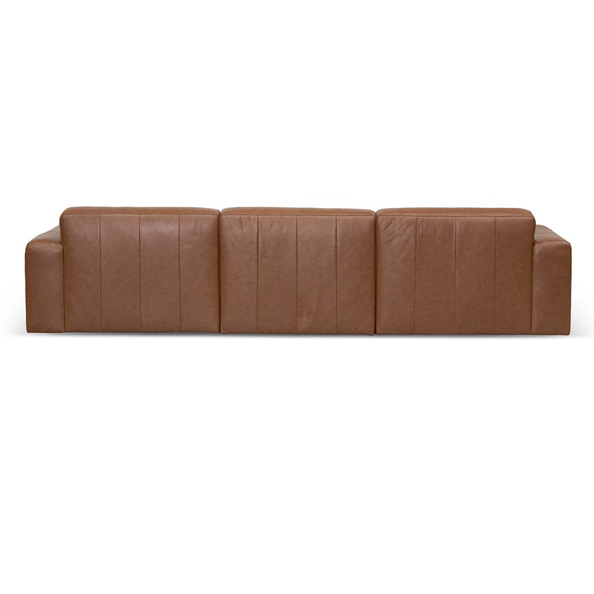 4 Seater Sofa - Caramel Brown Leather - View 6