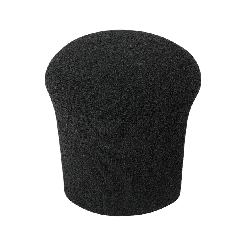 Round Ottoman - Charcoal Boucle - View 3