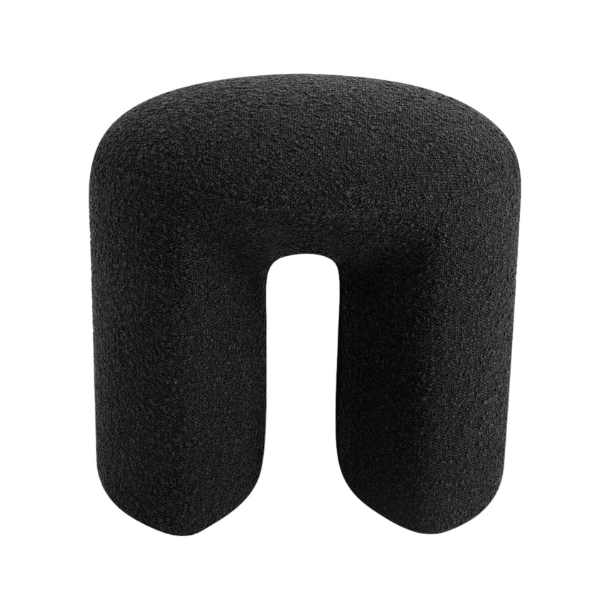 Round Ottoman - Charcoal Boucle - View 2