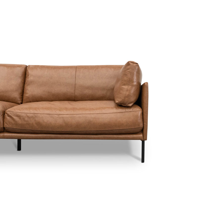 4 Seater Left Chaise Leather Sofa | Caramel Brown | Myka Home - View 4