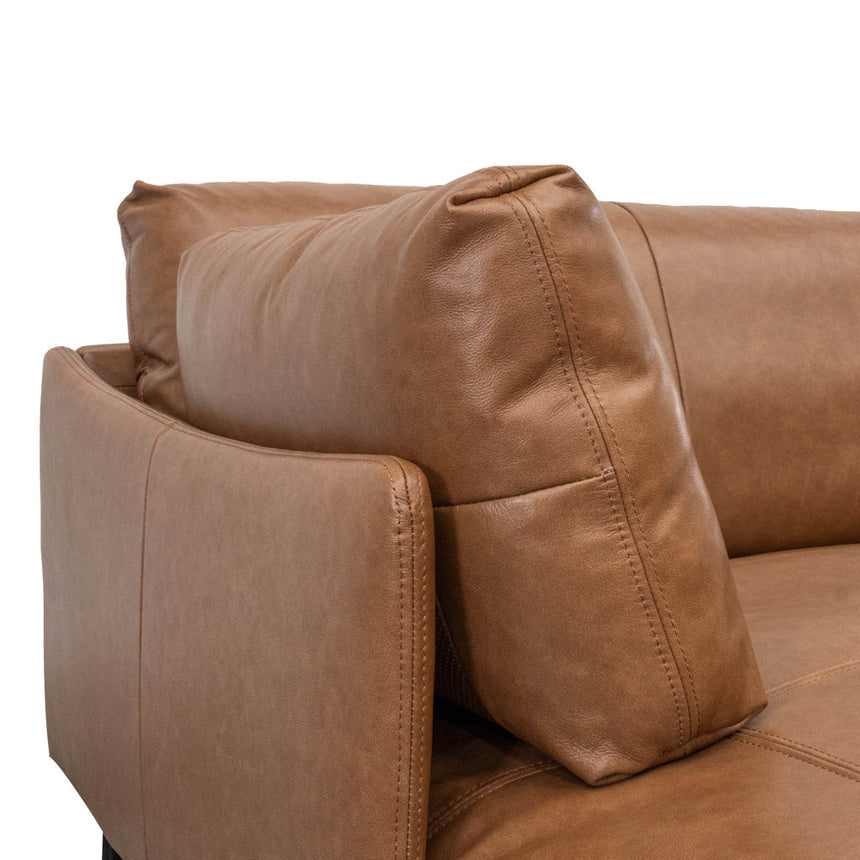 4 Seater Left Chaise Leather Sofa | Caramel Brown | Myka Home - View 8