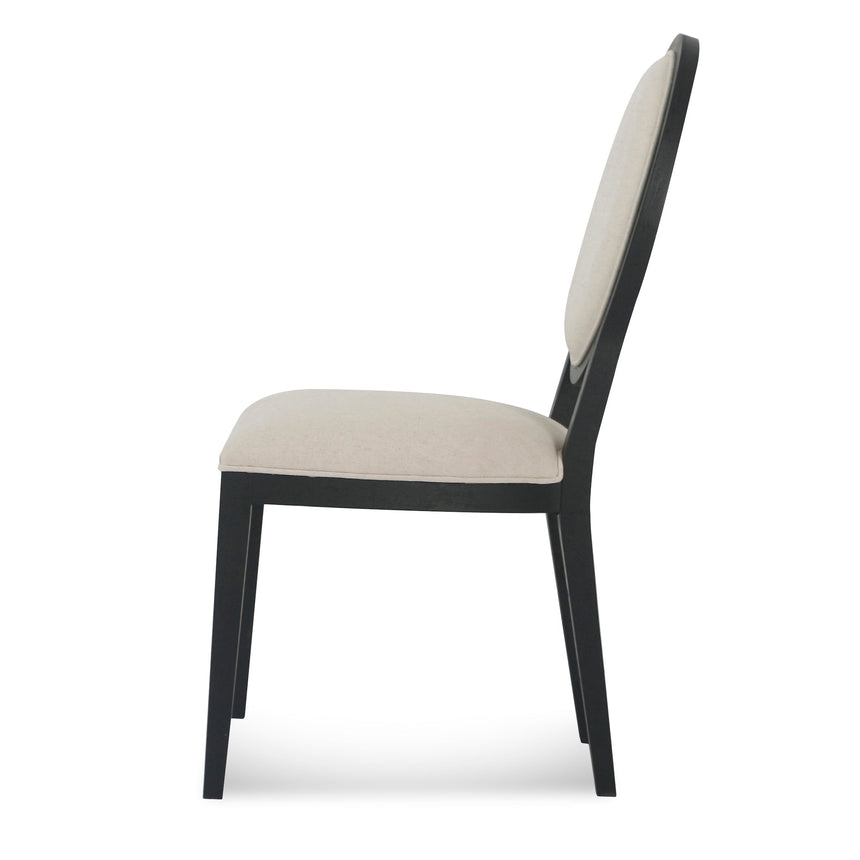 Light Beige Fabric Dining Chair - Black Frame (Set of 2) - View 5
