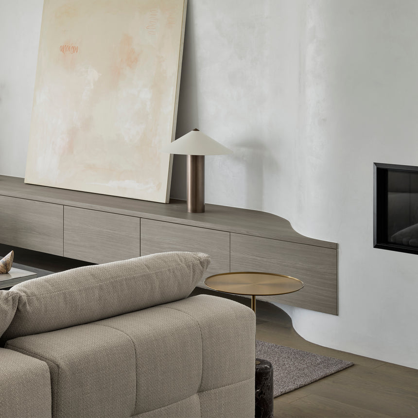45cm Brushed Gold Side Table | Rosso Levanto Marble | Myka Home - View 2