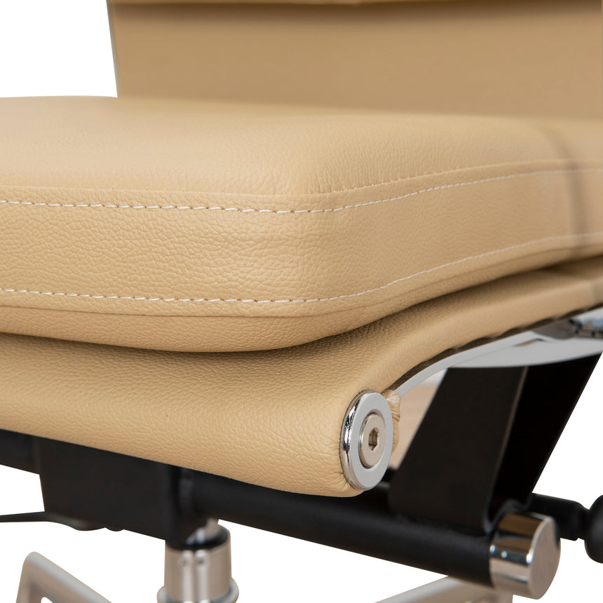 Low Back Office Chair | Light Brown Leather | Myka Home - View 13