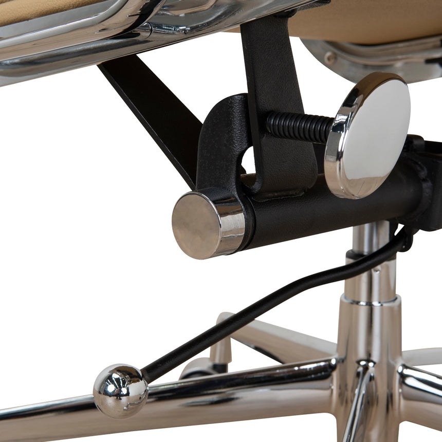 Low Back Office Chair | Light Brown Leather | Myka Home - View 15