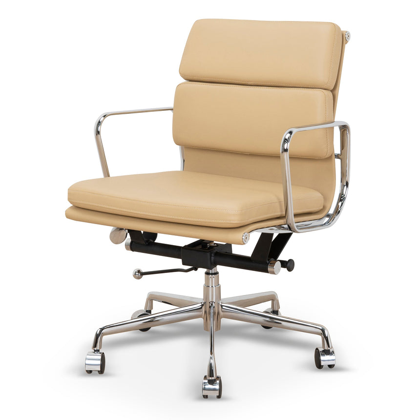 Low Back Office Chair | Light Brown Leather | Myka Home