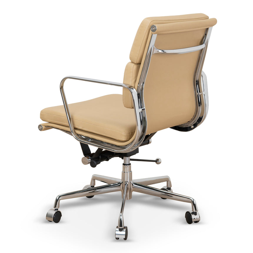 Low Back Office Chair | Light Brown Leather | Myka Home - View 4
