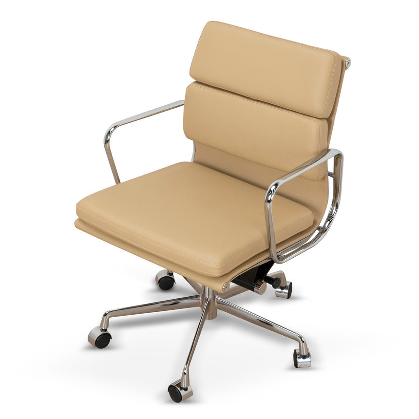 Low Back Office Chair | Light Brown Leather | Myka Home - View 7