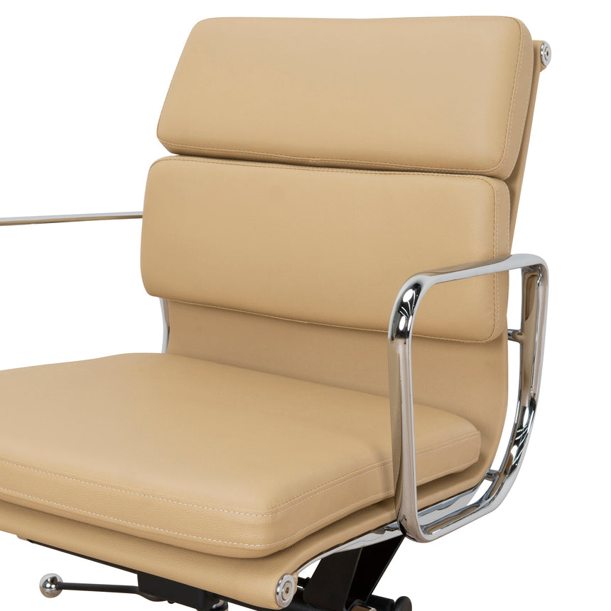 Low Back Office Chair | Light Brown Leather | Myka Home - View 8