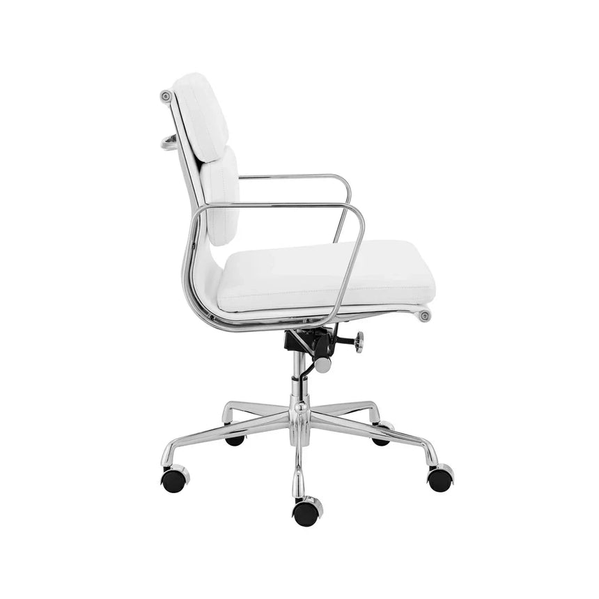 COC103W Low Back Office Chair - White Leather - View 3