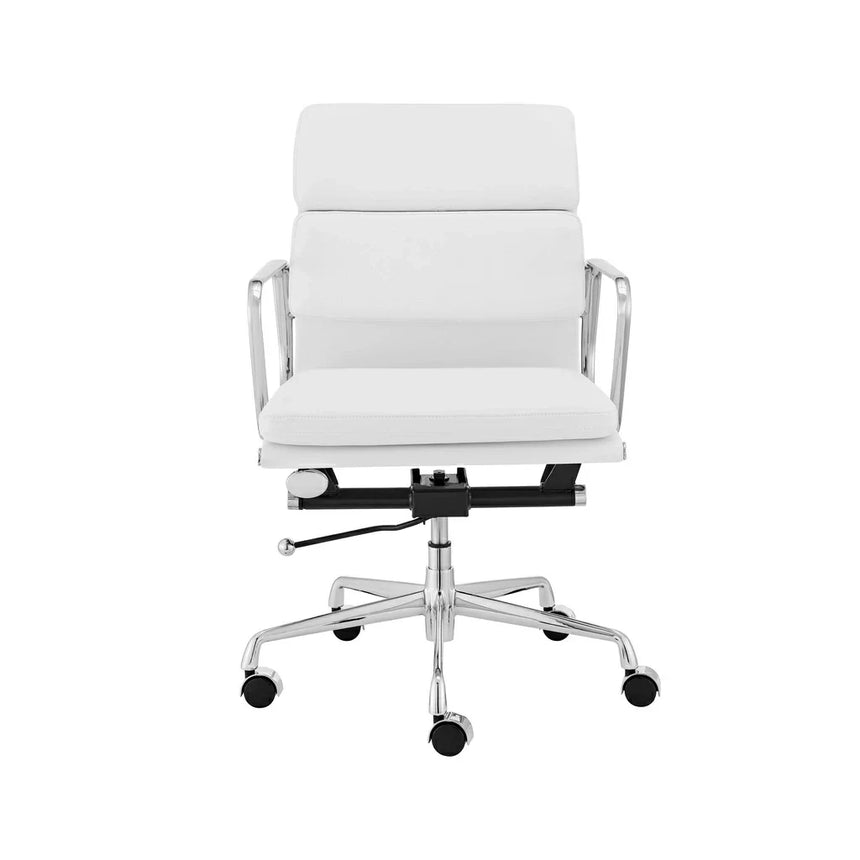 COC103W Low Back Office Chair - White Leather - View 2
