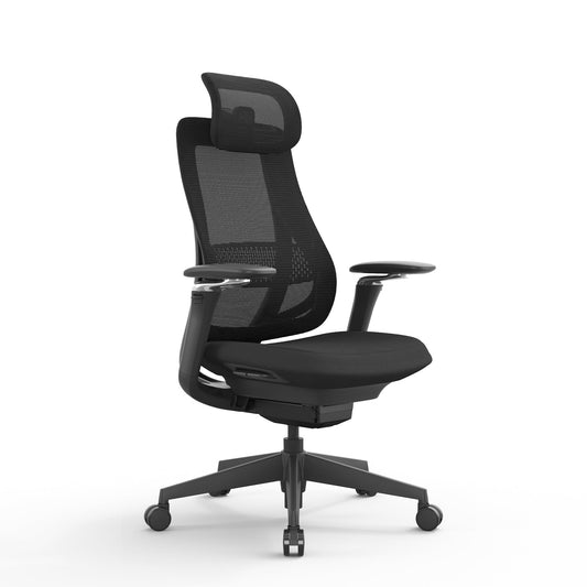 Mesh Office Chair | Full Black with Headrest | Myka Home