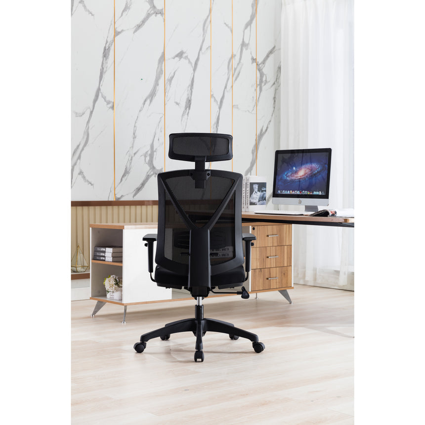 Mesh Ergonomic Office Chair with Headrest | Black | Myka Home - View 4