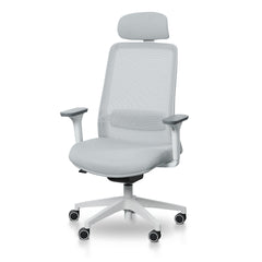 Mesh Office Chair | Cloud Grey with White Base | Myka Home