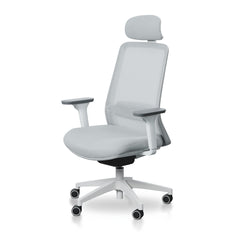 Mesh Office Chair | Cloud Grey with White Base | Myka Home