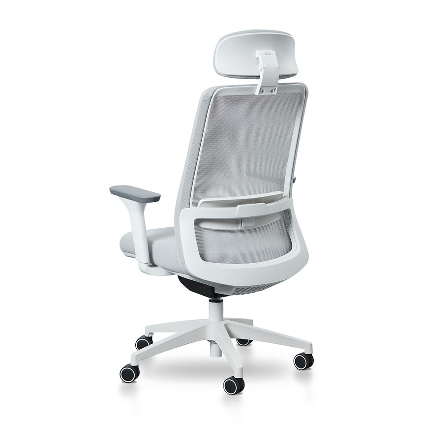 Mesh Office Chair | Cloud Grey with White Base | Myka Home - View 8