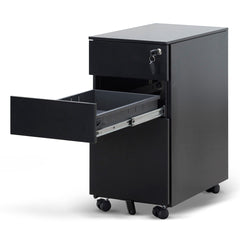 3 Drawers Slim Mobile Pedestal | Black | Myka Home