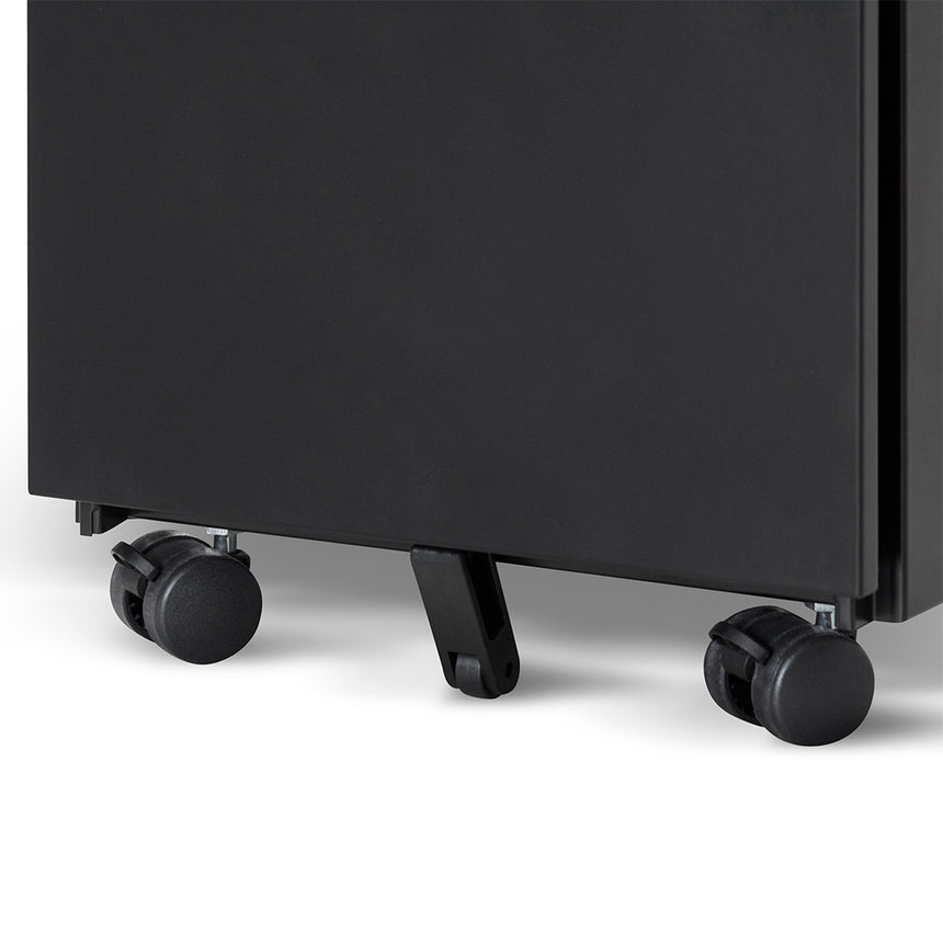 3 Drawers Slim Mobile Pedestal | Black | Myka Home - View 10