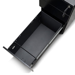 3 Drawers Slim Mobile Pedestal | Black | Myka Home