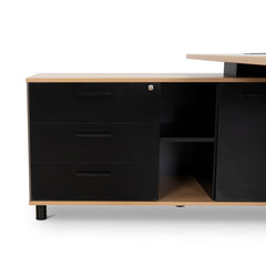 COT10186-SN 1.8m Executive Desk Left Return with Black Legs - Natural