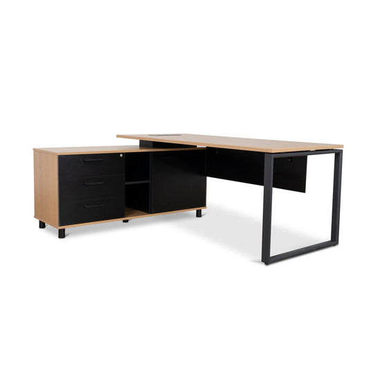 COT10186-SN 1.8m Executive Desk Left Return with Black Legs - Natural