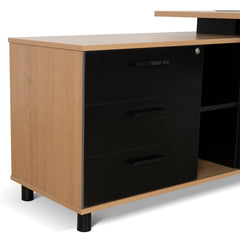 COT10186-SN 1.8m Executive Desk Left Return with Black Legs - Natural