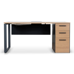 160cm Single Seater Natural Office Desk | Black Legs | Myka Home