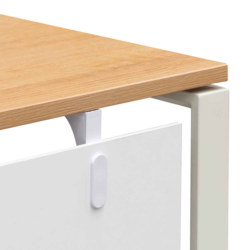 1 Seater Office Desk | Natural and White | Myka Home - View 12