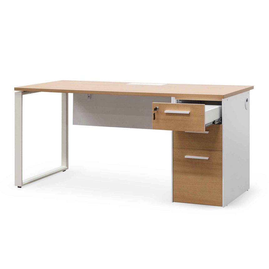 1 Seater Office Desk | Natural and White | Myka Home - View 5