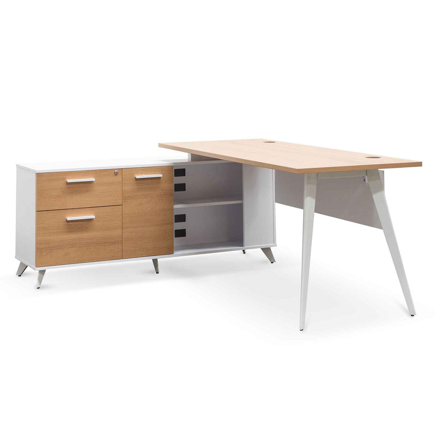 160cm Left Return Executive Office Desk | Natural | Myka Home