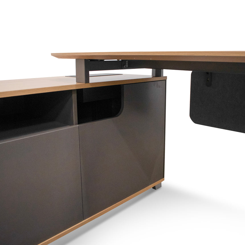 2.2m Left Return Grey Office Desk | Natural Top | Myka Home - View 3