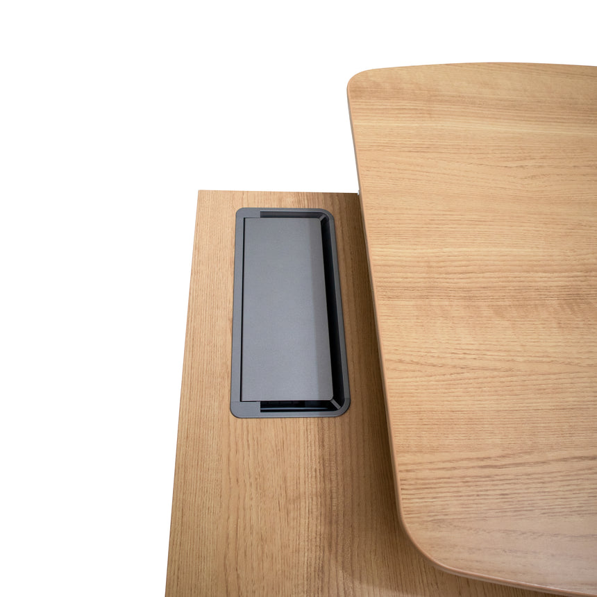 2.2m Left Return Grey Office Desk | Natural Top | Myka Home - View 5