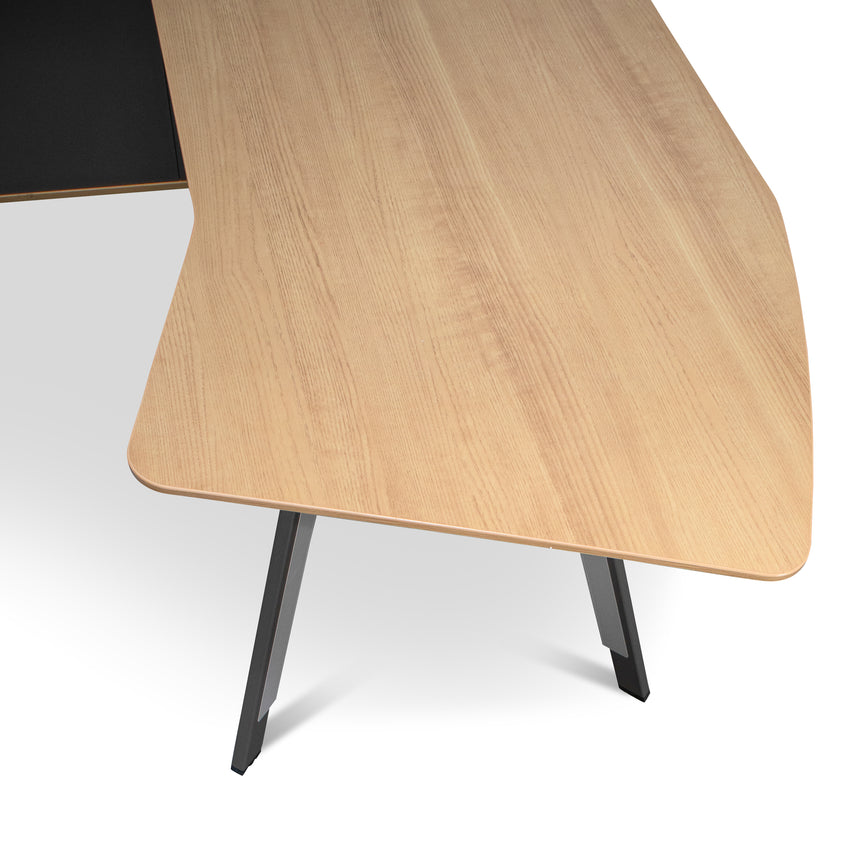 2.2m Left Return Grey Office Desk | Natural Top | Myka Home - View 7