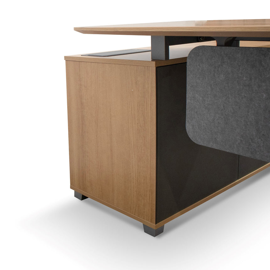 2.2m Right Return Grey Office Desk | Natural Top | Myka Home - View 3