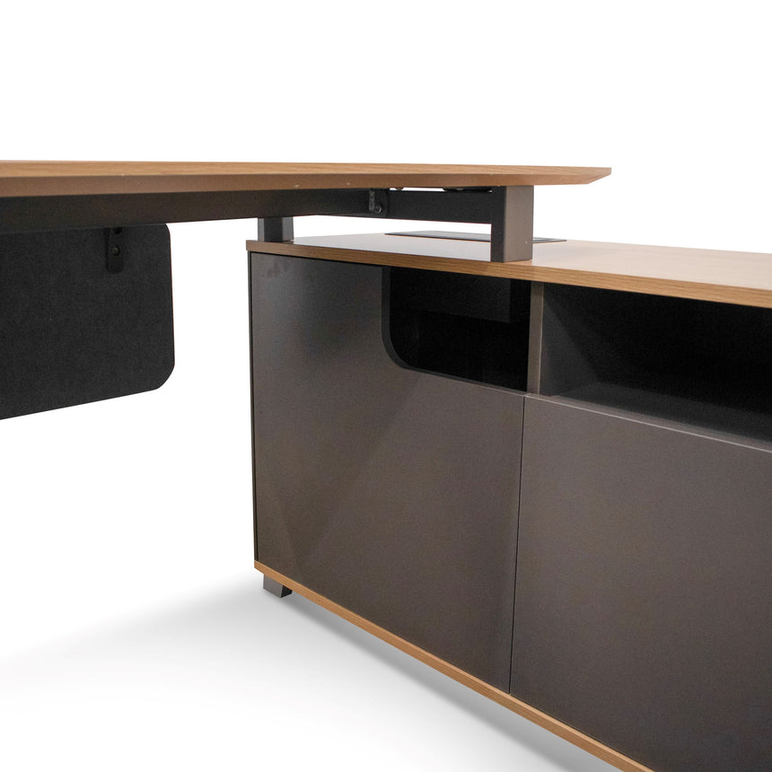 2.2m Right Return Grey Office Desk | Natural Top | Myka Home - View 4