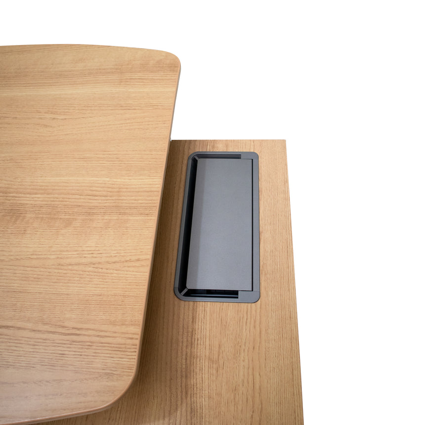 2.2m Right Return Grey Office Desk | Natural Top | Myka Home - View 7