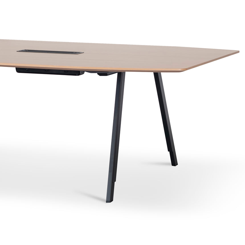 3.6m Natural Boardroom Meeting Table | Full Black Legs | Myka Home - View 5