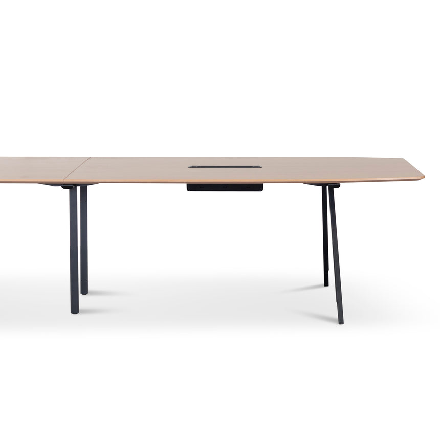 3.6m Natural Boardroom Meeting Table | Full Black Legs | Myka Home - View 3