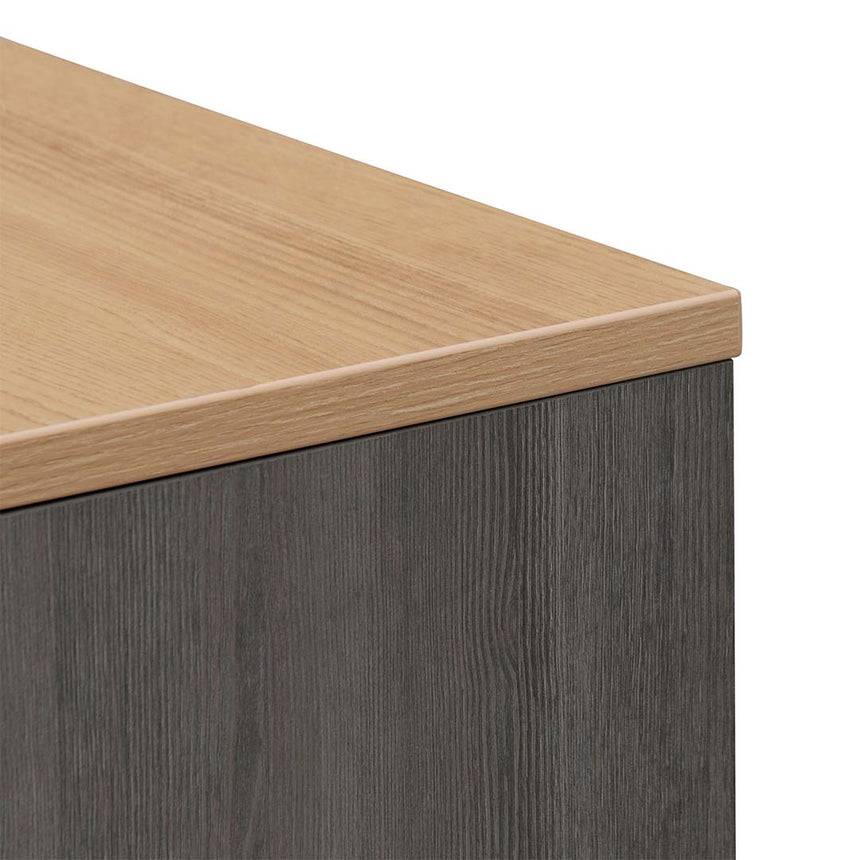 1.8m Left Return Office Desk | Black with Natural Top | Myka Home - View 11