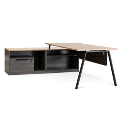 COT8127-SN 1.8m Left Return Office Desk - Black with Natural Top