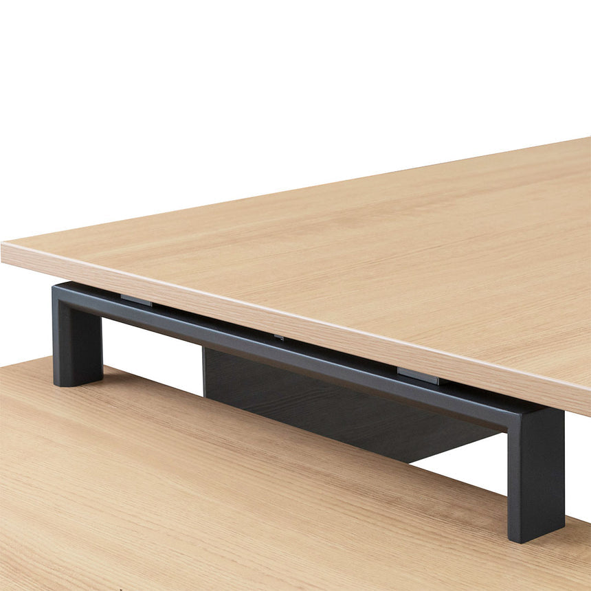 1.8m Left Return Office Desk | Black with Natural Top | Myka Home - View 8
