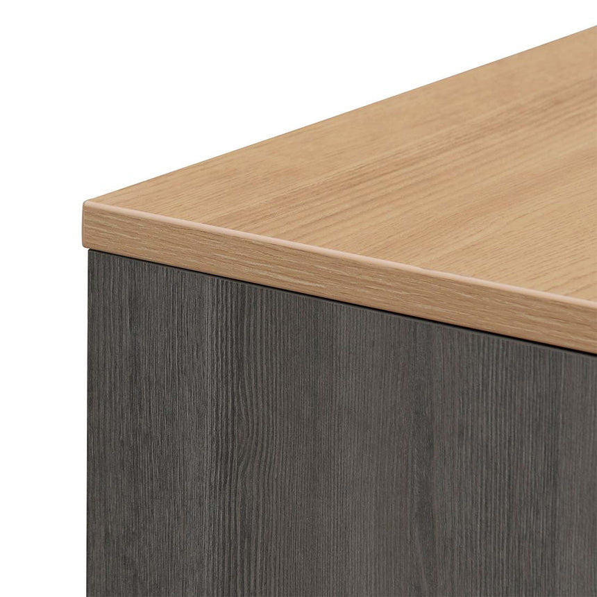 1.8m Right Return Office Desk | Black with Natural Top | Myka Home - View 13