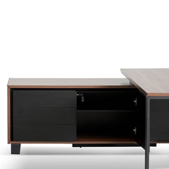 COT8349-SN 2.3m Left Return Office Desk - Walnut