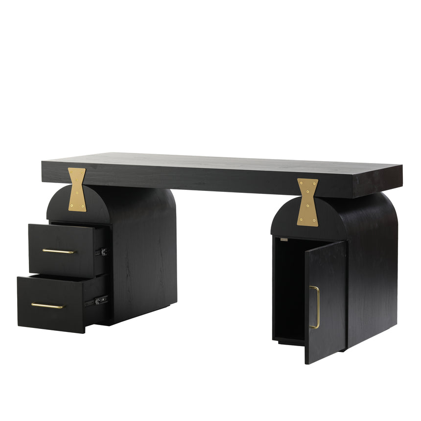 1.55m New Elm Home Office Desk | Full Black | Myka Home - View 3