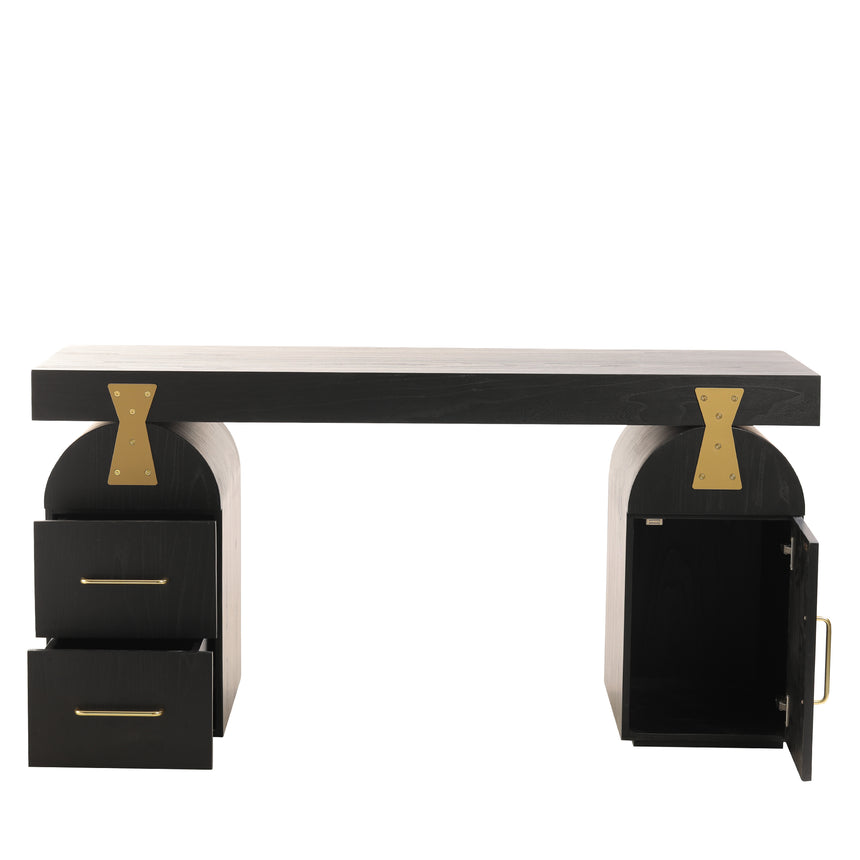 1.55m New Elm Home Office Desk | Full Black | Myka Home - View 4