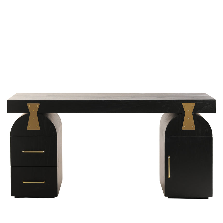 1.55m New Elm Home Office Desk | Full Black | Myka Home - View 2